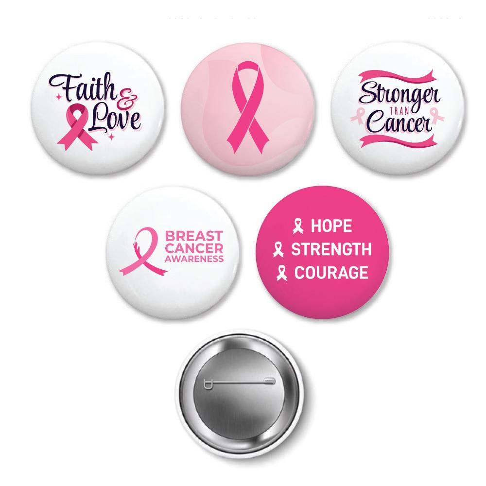 Breast Cancer Awareness Logo Button Badges